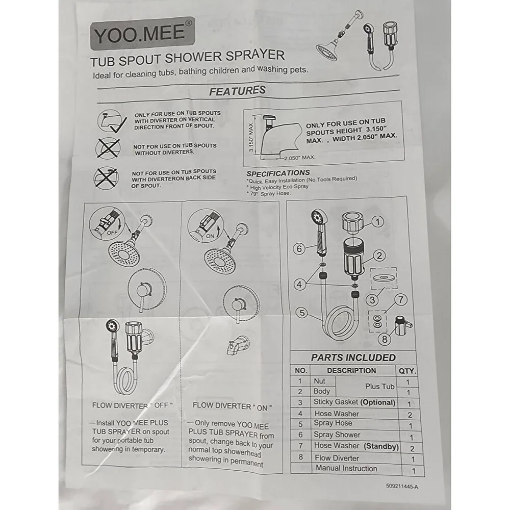 Yoo.Mee Intelligent Pet Showering Manager High Pressure Handheld Shower Head NEW